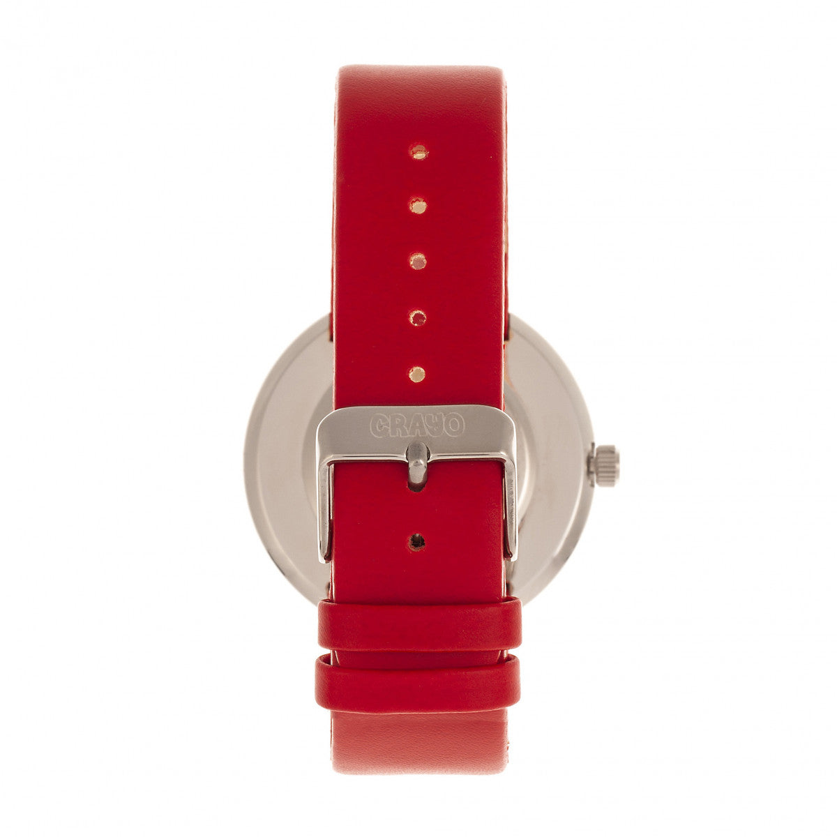 Crayo Button Leather-Band Unisex Watch w/ Day/Date - Red - CRACR0206