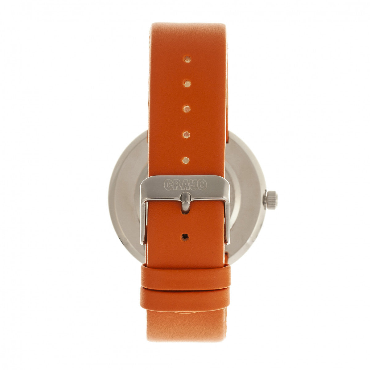 Crayo Button Leather-Band Unisex Watch w/ Day/Date - Orange - CRACR0205