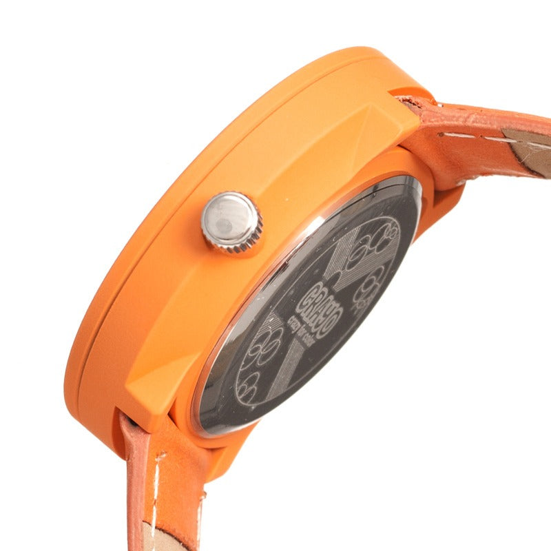 Crayo Pleats Leather-Band Unisex Watch - Orange - CRACR1504