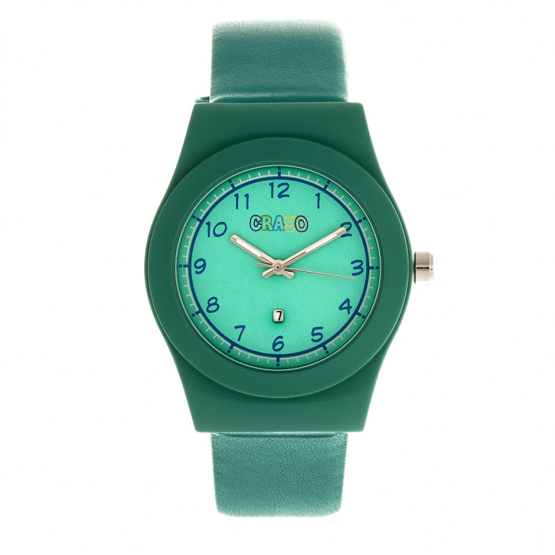 Crayo Dazzle Leather-Band Watch w/Date