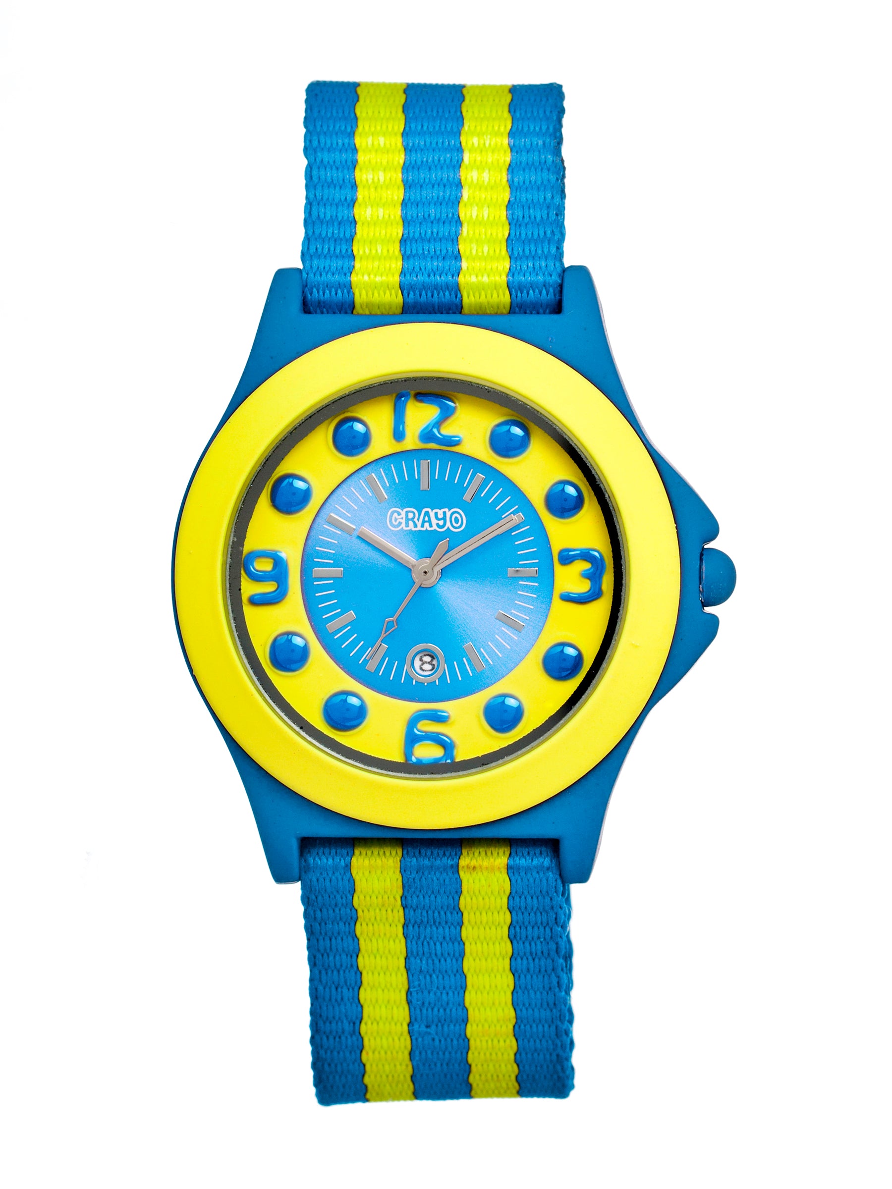 Crayo Carnival Nylon-Band Unisex Watch w/Date - Cerulean/Yellow - CRACR0703