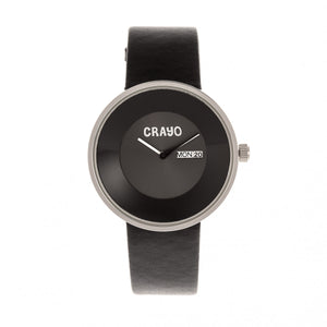 Crayo Button Leather-Band Unisex Watch w/ Day/Date - Black - CRACR0207