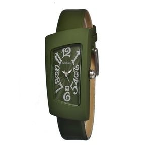 Crayo Angles Leather-Band Ladies Watch w/Date - Olive - CRACR0408